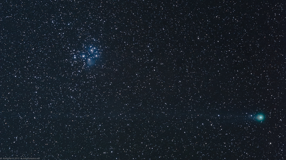 Comet Lovejoy and Pleiades